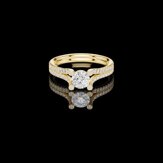 1.50 CT Celestial Crown Round Cut Lab Grown Diamond Ring with Triple Pavé Band