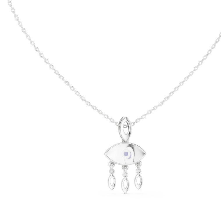 0.03 TCW Evil Eye Moissanite Pendant with Enamel Center and Drops - view 3