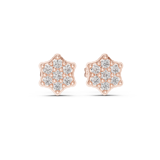 0.31 TCW Celestial Star Moissanite Diamond Stud Earrings Cluster Sparkle with Scalloped Edges
