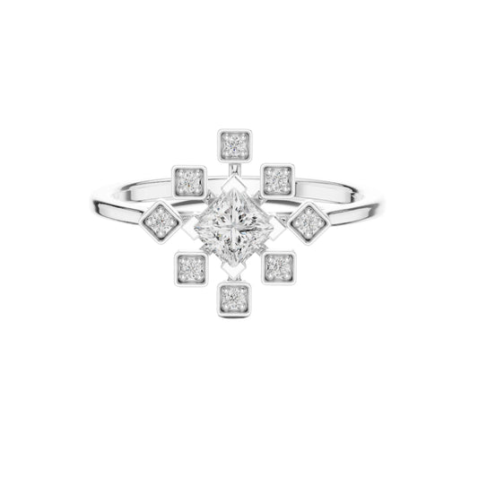 Princess Cut Moissanite Starburst Bezel Engagement Ring - view 3