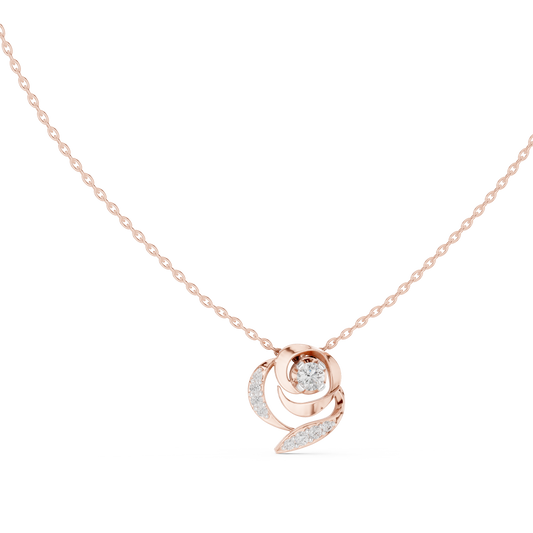 0.35 TCW Sculpted Gold Swirl Moissanite Pendant with Brilliant Center Diamond and Pave Diamond Accents