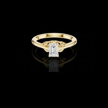 1.50 TCW Luxurious Solitaire Ring with Emerald Moissanite Diamond and Intricate Celtic Inspired Setting