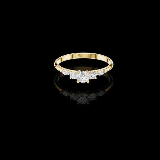 0.16 CT Sunlit Elegance Graduated Moissanite Diamond Ring Crafted in Gold For Soft Corner