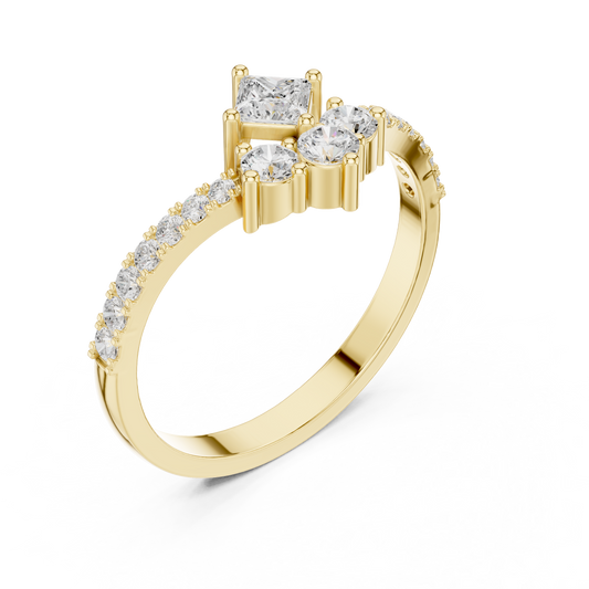 Princess & Round Cut Moissanite Chevron Band - view 4