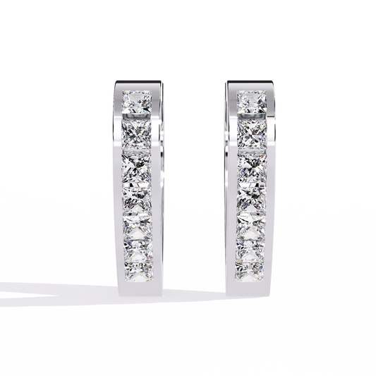 Channel Princess Cut Huggie Hoop Earrings - view 3
