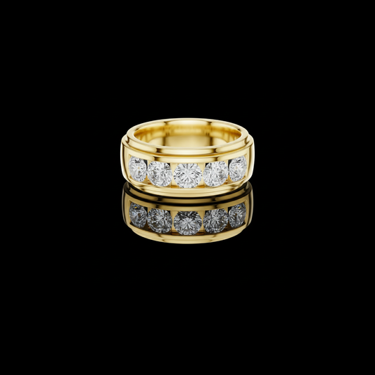 1.75 TCW Premium Luxury Channel Set Moissanite Round Diamond Statement Band