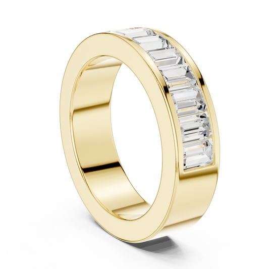 Emerald Cut Lab Diamond Channel Set Wedding Band - view 4