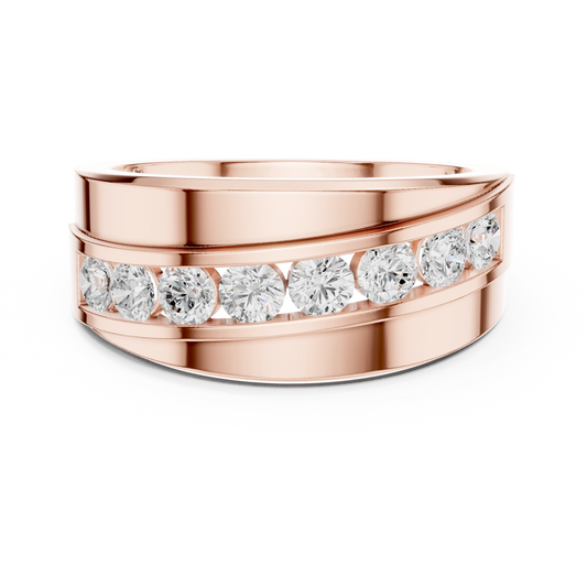 0.68 TCW Contemporary Moissanite Diamond Band with Seamless Round Brilliance Sculpted High Polish Band