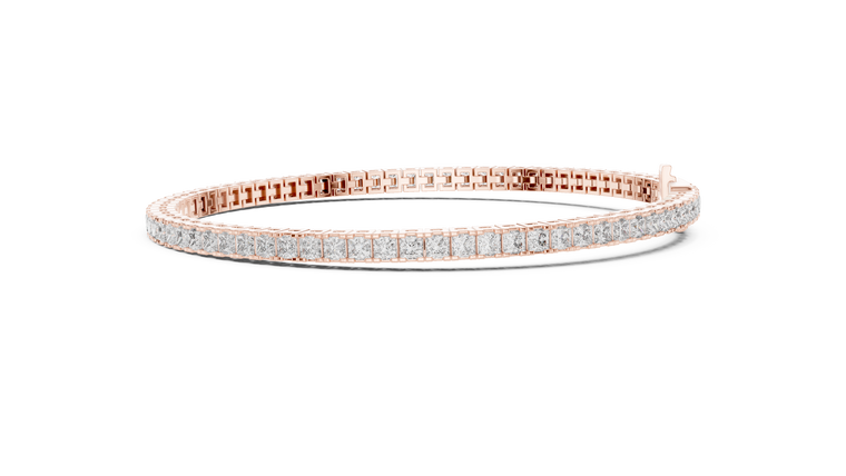 4.56 TCW Channel Set Princess Cut Moissanite Tennis Bracelet - view 2