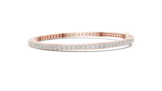 4.56 TCW Timeless Tennis Lab Grown Bracelet Featuring Channel Set Princess Cut Diamonds