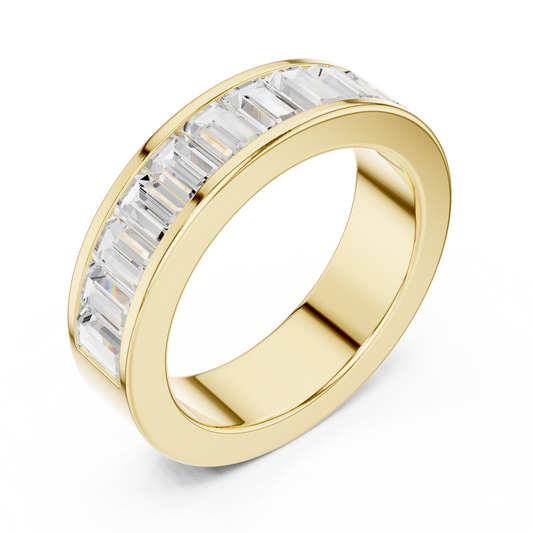 Emerald Cut Moissanite Channel Set Wedding Band - view 4