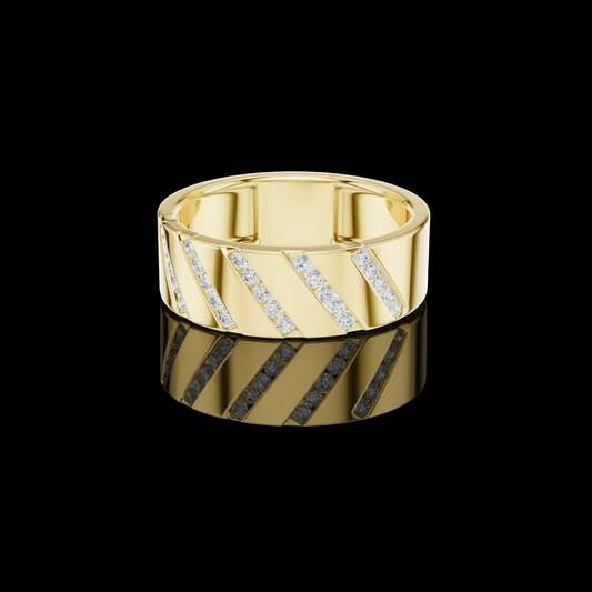 0.25 TCW Lumière Chevron Contemporary Band with Diagonal Moissanite Diamond Inlays