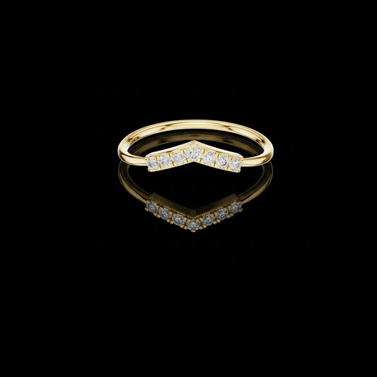 0.11 TCW Minimal V-Shape Lab Grown Diamond Wedding Band in Polished Gold For Your Girl