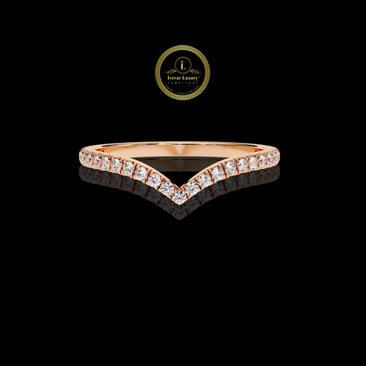 Chevron Brilliant Round Moissanite Wedding Eternity Band - view 2