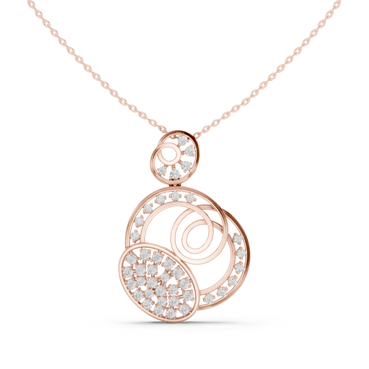 1.16 TCW Premium Layered Circle Pave Lab Grown Diamond Pendant Modern Abstract Round Design Elegant Gift for Her