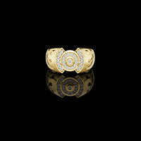 0.45 TCW Fantastic Round Lab Grown Diamond Openwork Cutout Band with Circular Pave Cluster Ring