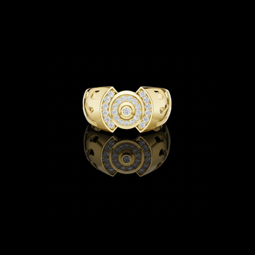 0.45 TCW Fantastic Round Lab Grown Diamond Openwork Cutout Band with Circular Pave Cluster Ring