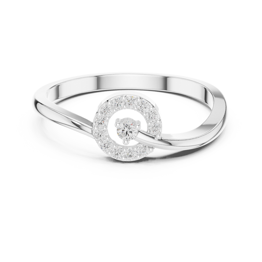 Open Circle Halo Round Moissanite Engagement Ring - view 3