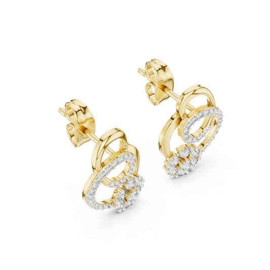 Cluster Swirl Circle Round Studs with Pave Halo - view 4