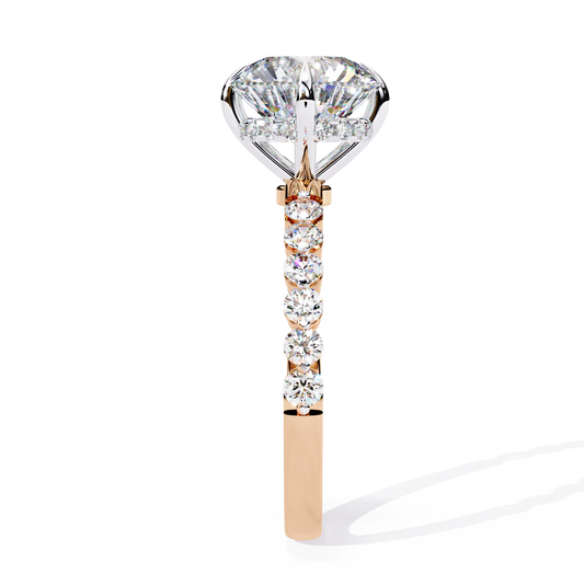 Round Solitaire Moissanite Engagement Ring With Pave Band - view 4