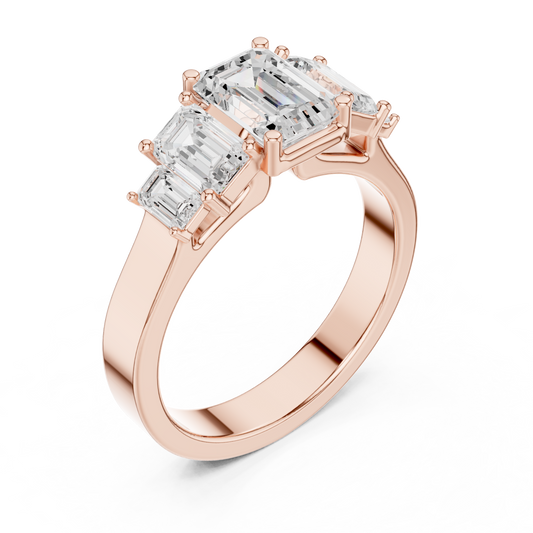 Five Stone Emerald Cut Lab Diamond Anniversary Ring - view 3