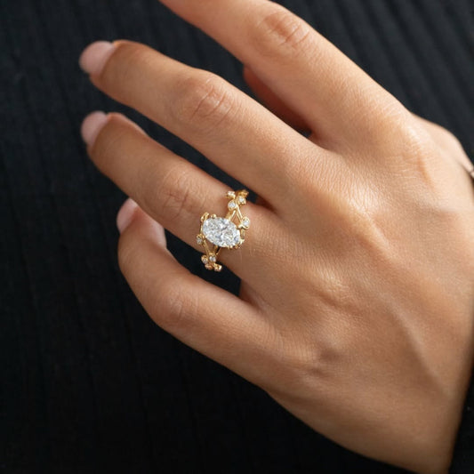 Nature Inspired Oval Cut Moissanite Vine Engagement Ring - view 4