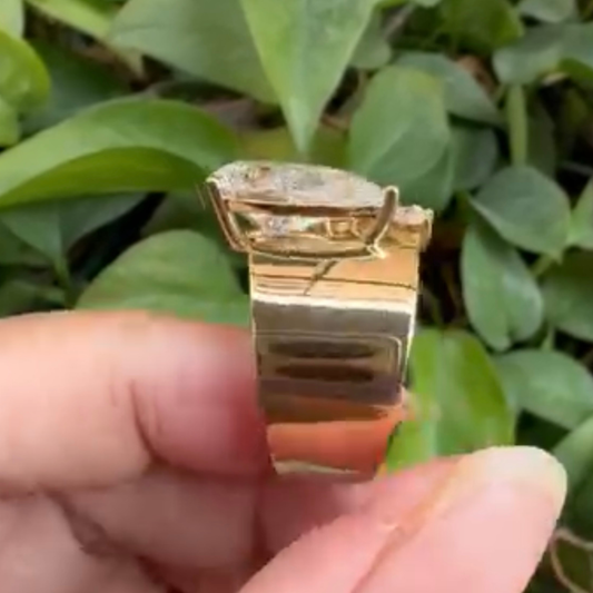 Nature Inspired Pear Cut Moissanite Open Anniversary Ring - view 4
