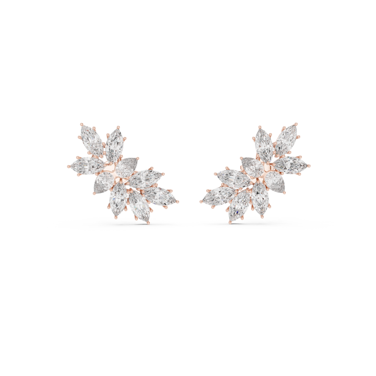 Marquise Cut Solitaire Stud Earrings Interlocking Loop Knot - view 2