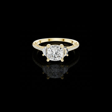 2.50 CT Royal Cushion Cut Moissanite Diamond Ring with Cadillac Side Stones and Pave Band For Best Friend