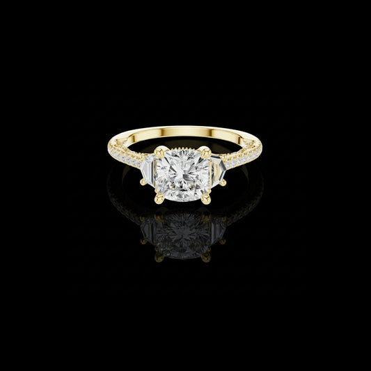 2.00 CT Royal Cushion Cut Moissanite Diamond Ring with Cadillac Side Stones and Pave Band For Best Friend