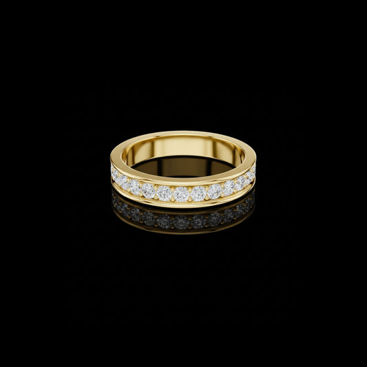 0.98 TCW Purely Lab Grown Channel Set Round Cut Band For Modern Touch