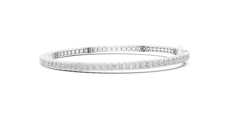 4.56 TCW Channel Set Princess Cut Moissanite Tennis Bracelet - view 3