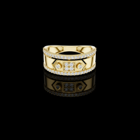0.55TCW Geometric Pave Round Lab Grown Diamond Rows with Square Center Cluster Statement Ring