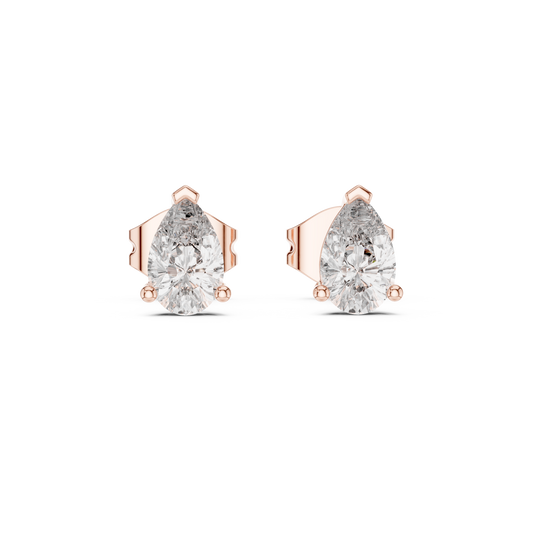 1.00 TCW Pear Shaped Moissanite Diamond Stud Earrings with Classic Three Prong Setting for Dailywear