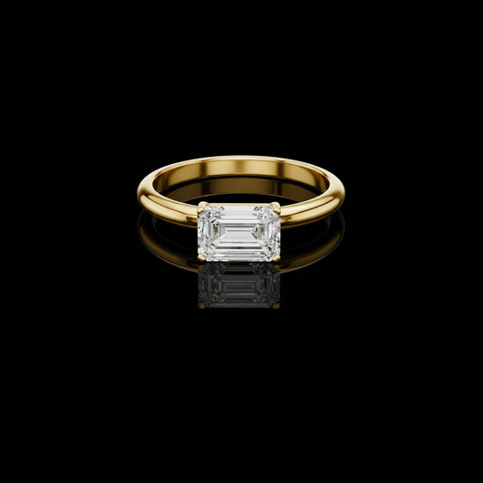 1.00 TCW Artistic Solitaire Lab Grown Emerald Cut Ring For Signature Look