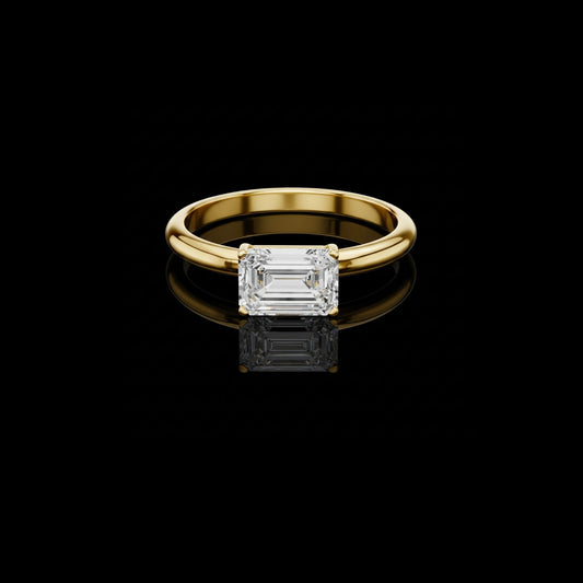1.00 TCW Artistic Solitaire Moissanite Emerald Cut Ring For Signature Look