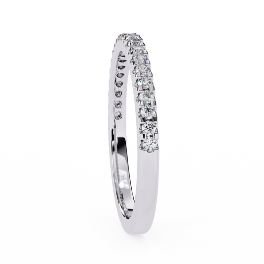 Round Lab Diamond Half Eternity Wedding Band Ring - view 4
