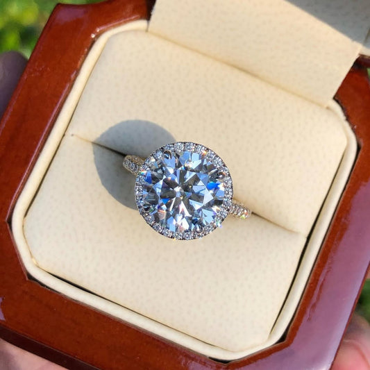 Round Halo Lab Diamond Pave Ring - view 3