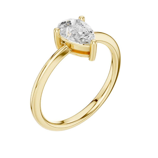 Pear Cut Moissanite Three Prong Solitaire Ring - view 4