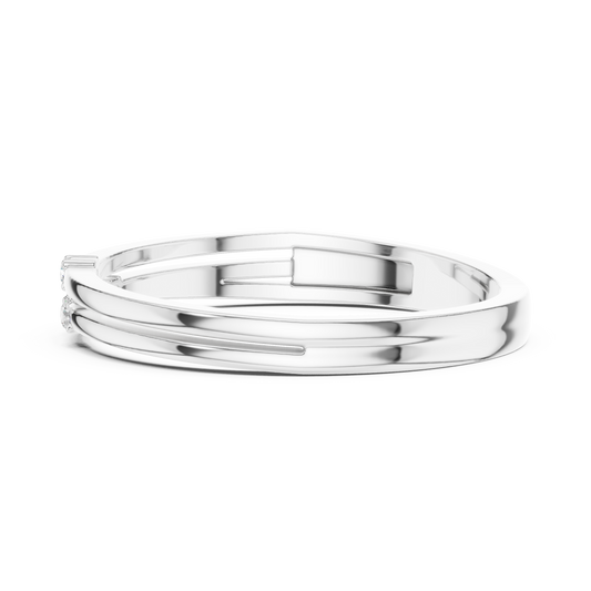Three Lab Diamond Flush Set Gold Band Ring - view 3