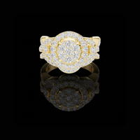 2.00  TCW Radiant Round Halo Cluster Lab Grown Diamond Ring Luxe Multi Row Pave Bridal Band For Her