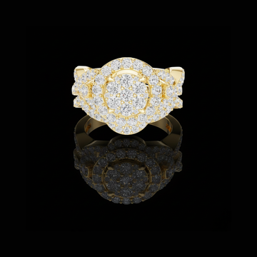 2.00  TCW Radiant Round Halo Cluster Lab Grown Diamond Ring Luxe Multi Row Pave Bridal Band For Her