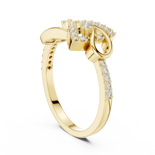 Open Trillian Shape Pave Moissanite Wedding Ring - view 3