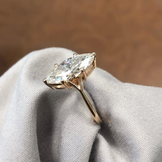 Minimal Marquise Cut Lab Diamond Solitaire Engagement Ring - view 4