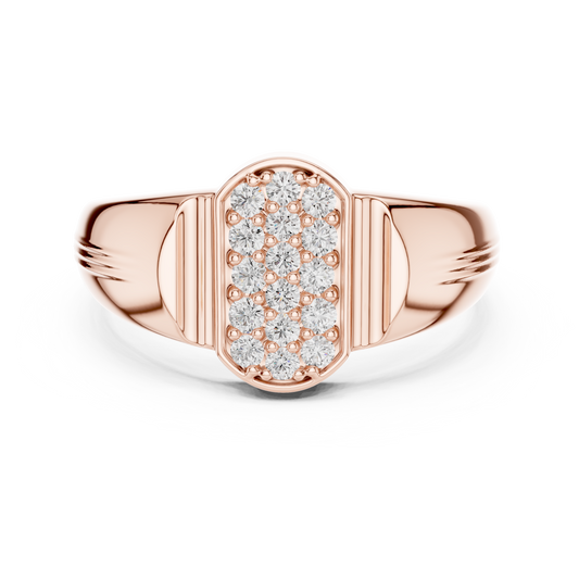 0.30 TCW Classic Round Lab Grown Diamond Rectangular Pave Set Cluster Design Statement Ring