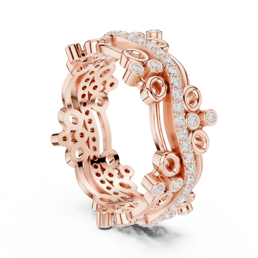 Openwork Round Cut Lab Diamond Architectural Eternity Band Ring - view 2