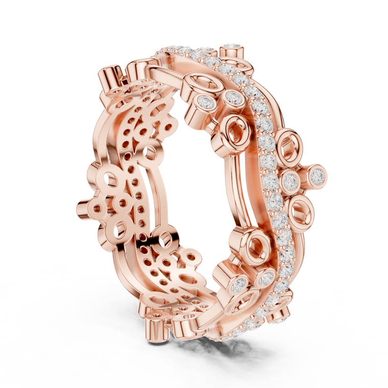 Openwork Round Cut Lab Diamond Architectural Eternity Band Ring - view 2