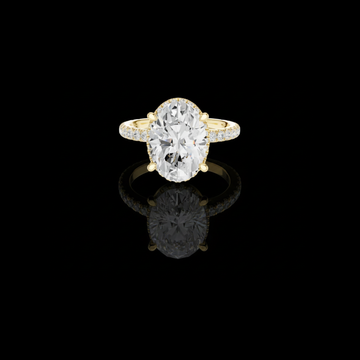 4.00 CT Exquisite Oval Cut Lab Grown Diamond Solitaire Ring with Hidden Halo and Pave Diamond Band