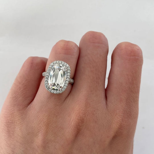 Cushion Halo Lab Diamond Ring with Pave Band - view 4