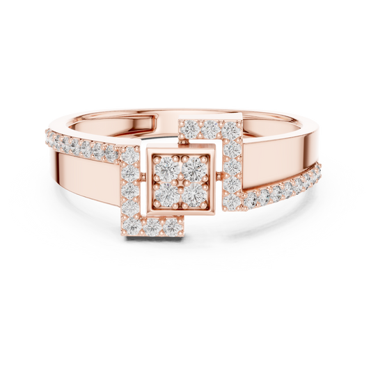 Cluster Round Cut Lab Diamond Statement Engagement Ring Wide Band - view 2